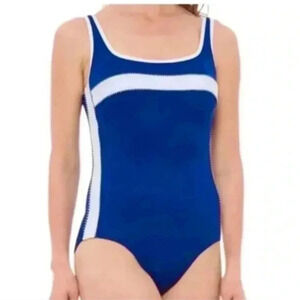 Miraclesuit Womens Blue One Piece Swimsuit Size 14 Slimming Tummy Control